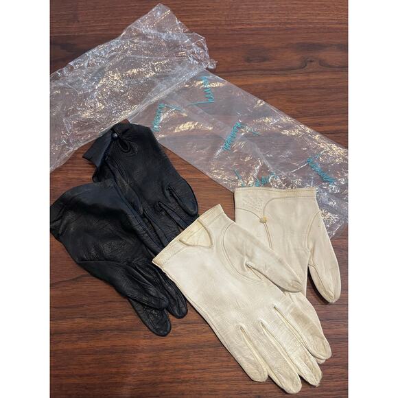 Vintage women gloves Hensen Kayser size 6.5  black white packaged classic - Picture 2 of 11